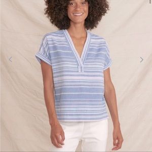 Marine Layer Bali Tunic in chambray and neon stripe